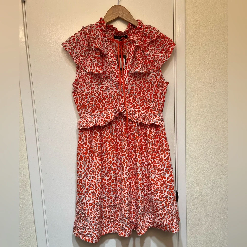 Maje chiffon leopard print orange dress - Picture 4 of 9